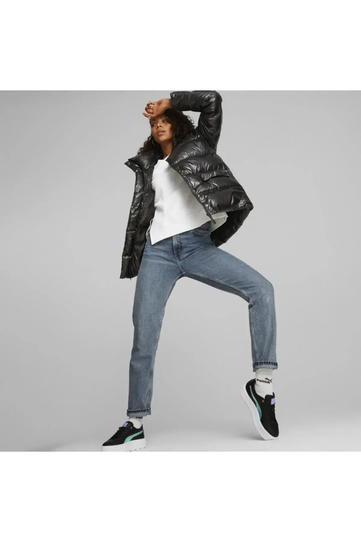 Puma Style Down Shiny Puffer Siyah Kadın Şişme Mont