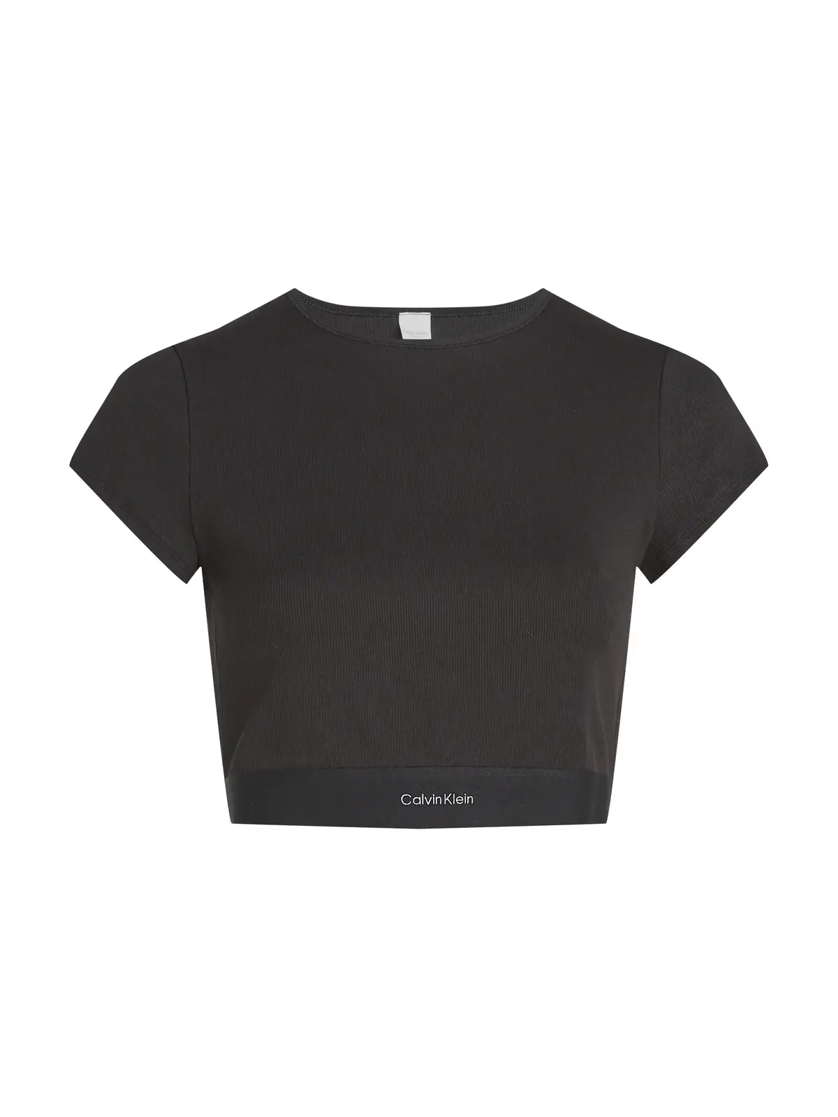 Calvin Klein RIB CROP TEE, UB1 Siyah Kadın T-Shirt & Polo