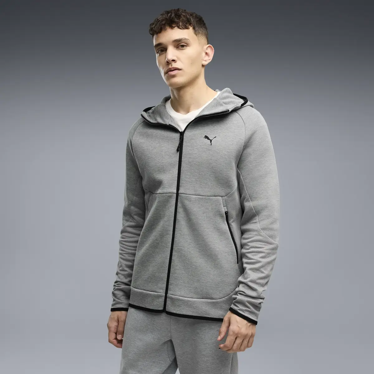 PUMA PUMATECH Full-Zip Hoodie Gri Erkek Sweatshirt