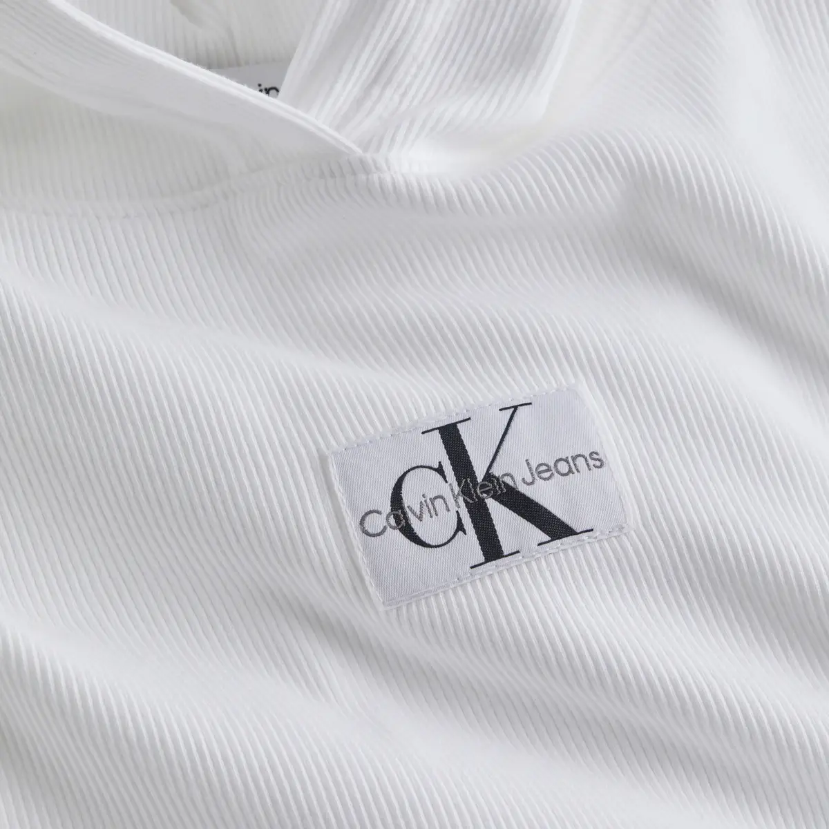 Calvin Klein BADGE RIB HOODIE, YAF Beyaz Kadın Sweatshirt