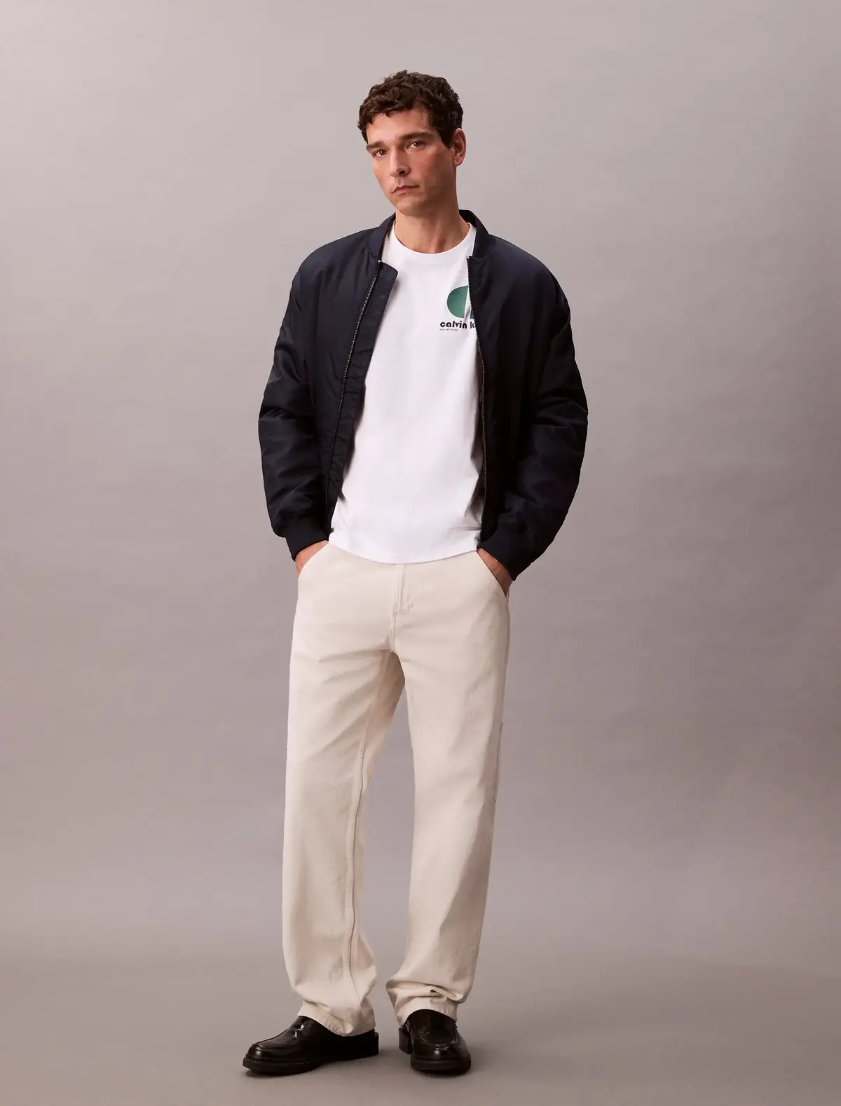Calvin Klein SS 20S CK BAUHAUS LO, YAA Beyaz Erkek T-Shirt