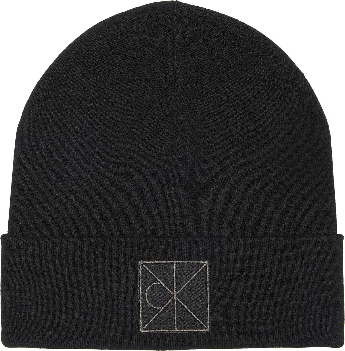 Calvin Klein EMBLEM PATCH FINE RIB BEANIE Siyah Erkek Bere