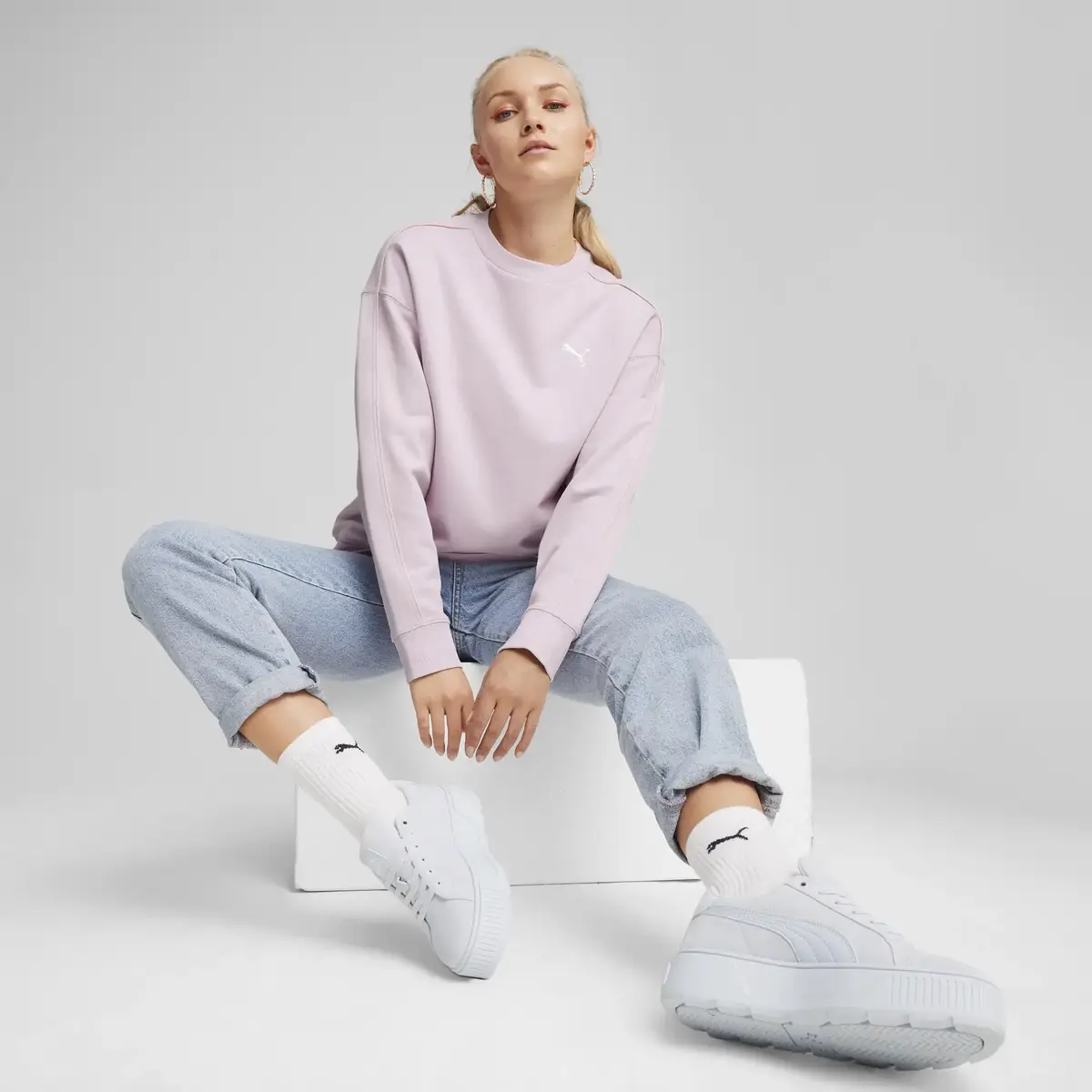 Puma HER Crew TR Pembe Kadın Sweatshirt