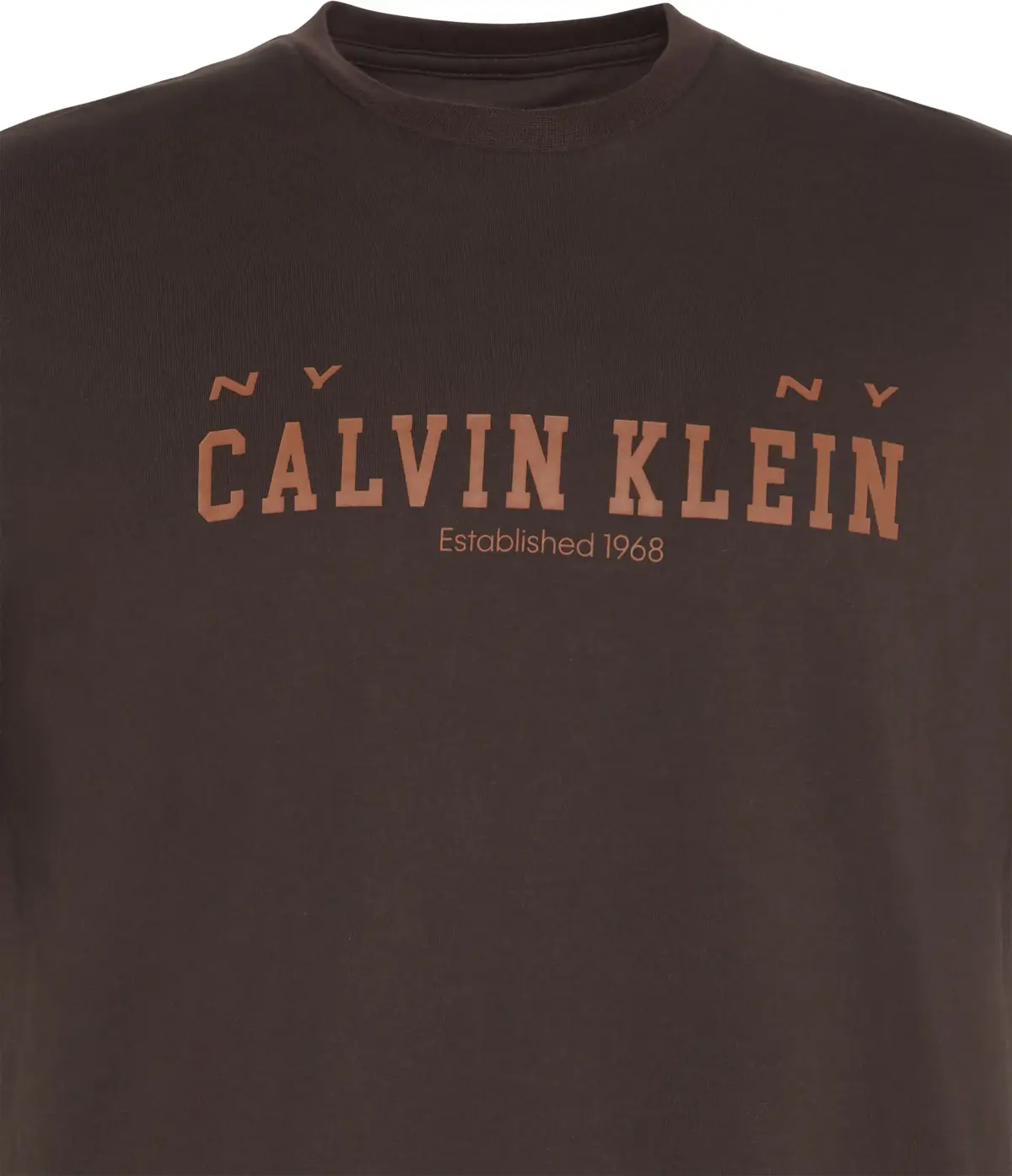Calvin Klein SS 30S WHSL CALVIN COLL WORD GRA Erkek Kahverengi T-Shirt