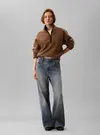 Calvin Klein SHERPA 1/4 ZIP CONTR, RMF Kahverengi Kadın Sweatshirt