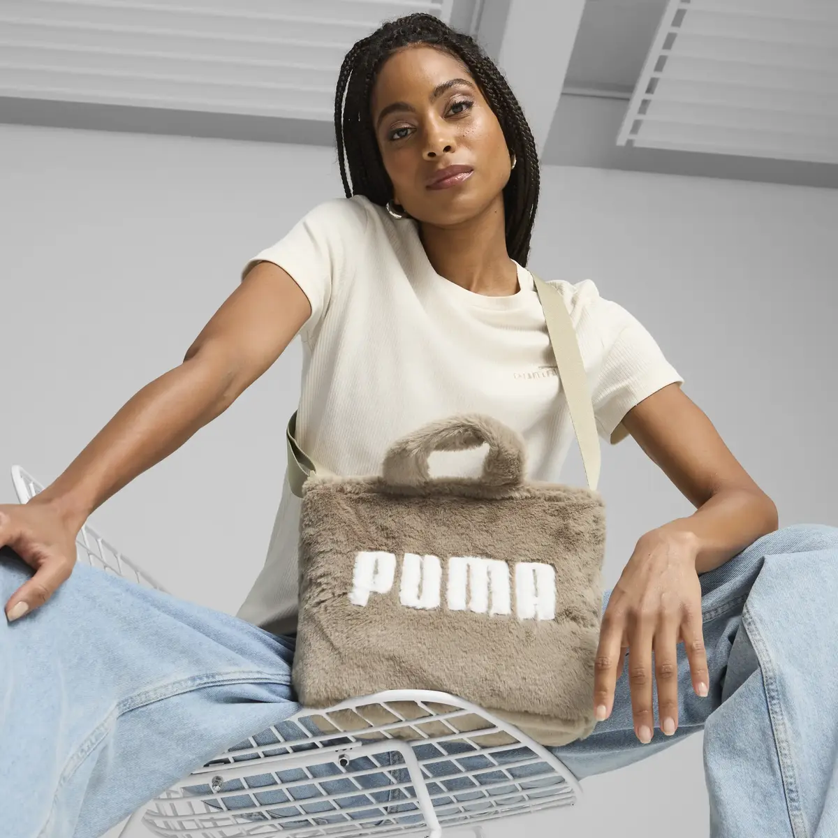 PUMA Core Fur Mini Tote Bag Kadın Kahverengi Omuz Çanta