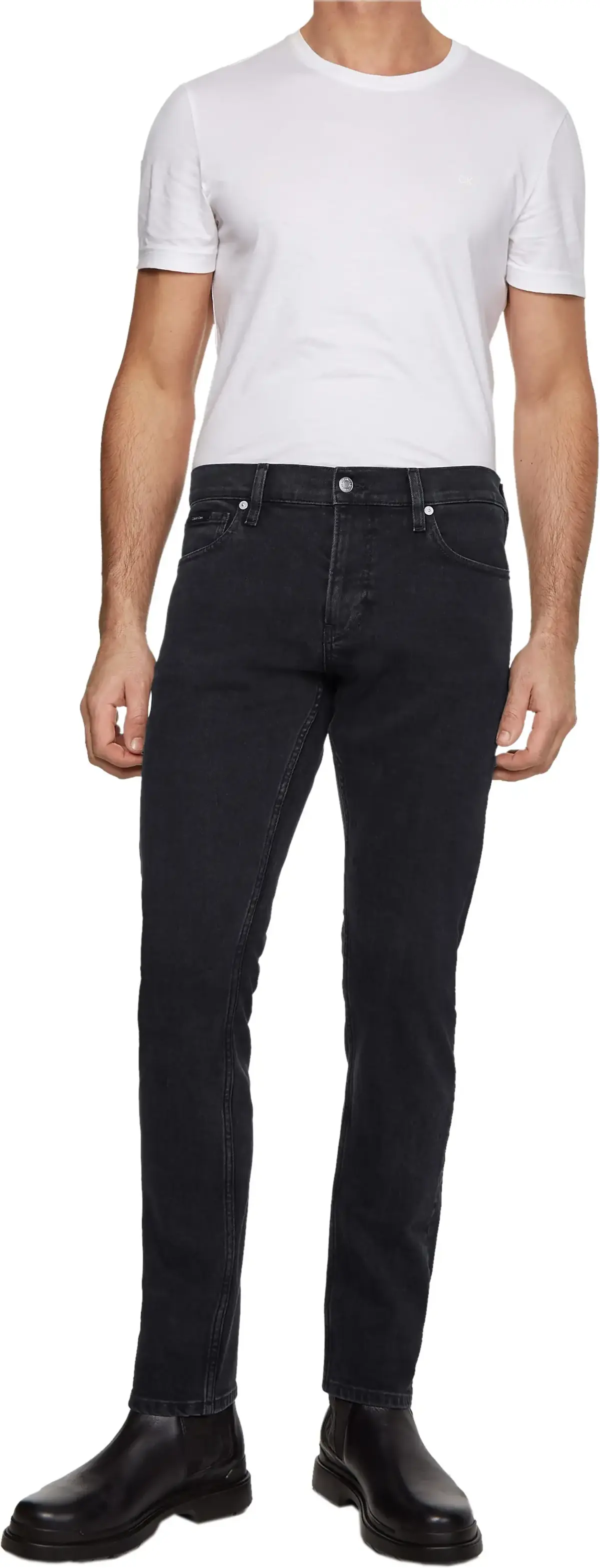 Calvin Klein SLIM FIT WASHED BLAC Erkek Antrasit Kot Pantolon