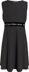 Calvin Klein LOGO TAPE PUNTO SLEE Kadın Siyah Elbise