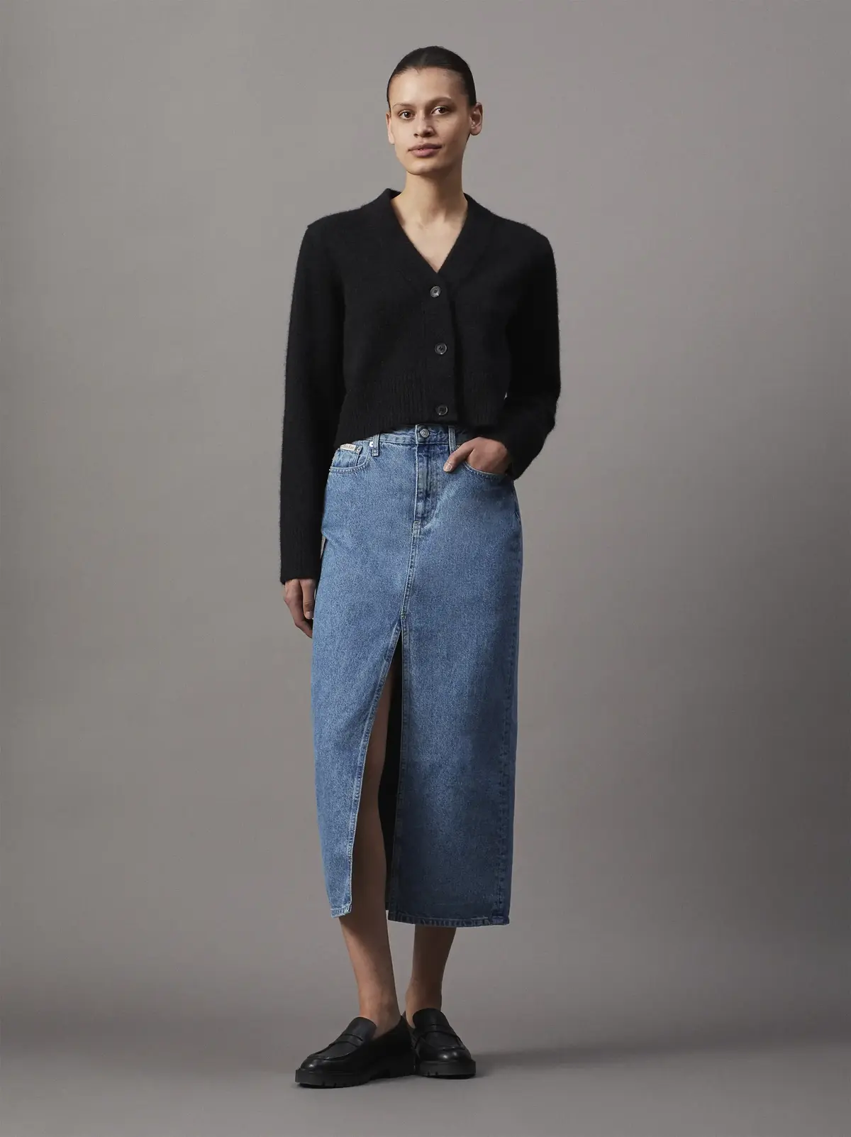 Calvin Klein FLUFFY YARN SWEATER Kadın Siyah Kazak