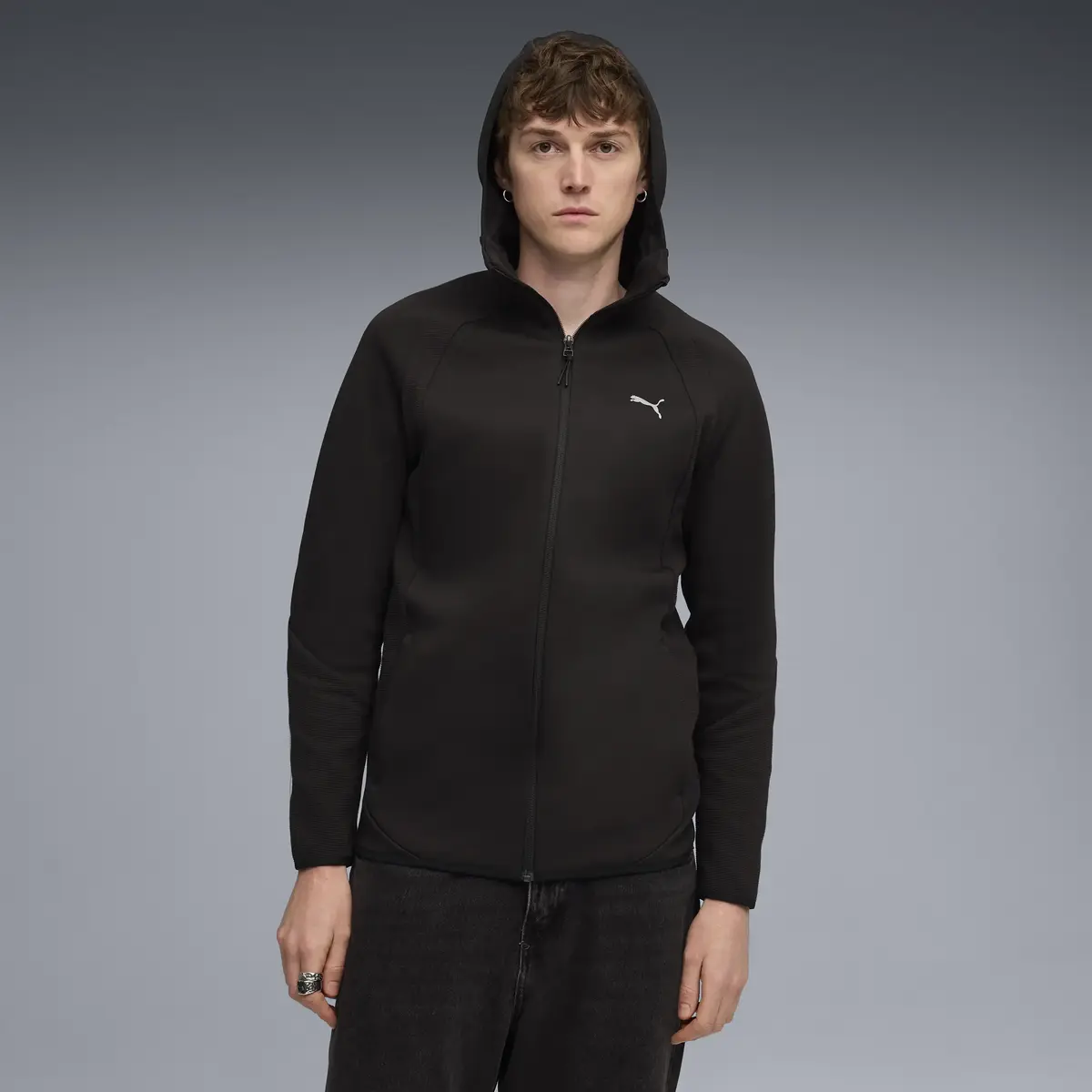 Puma EVOSTRIPE FZ Hoodie DK Siyah Erkek Hoodie