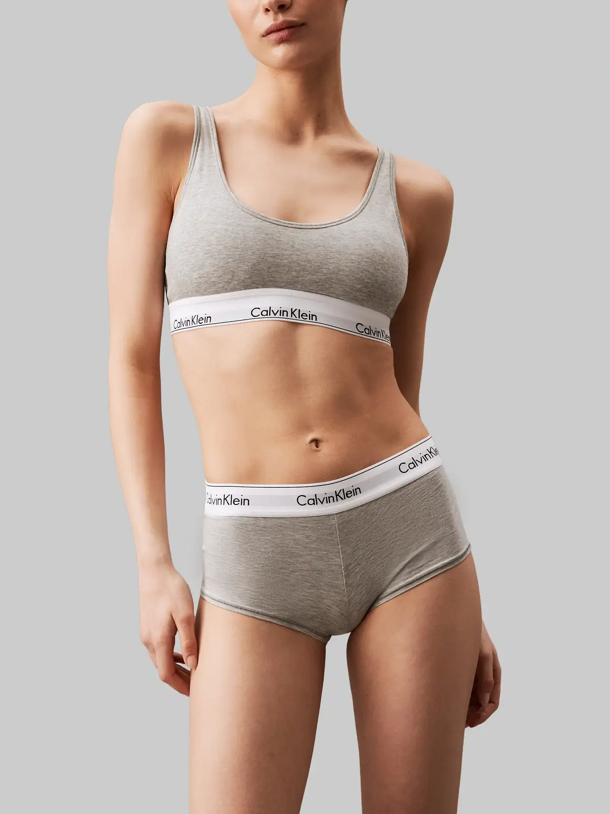 Calvin Klein BOYSHORT Gri Kadın Yüksek Bel Boxer Şort