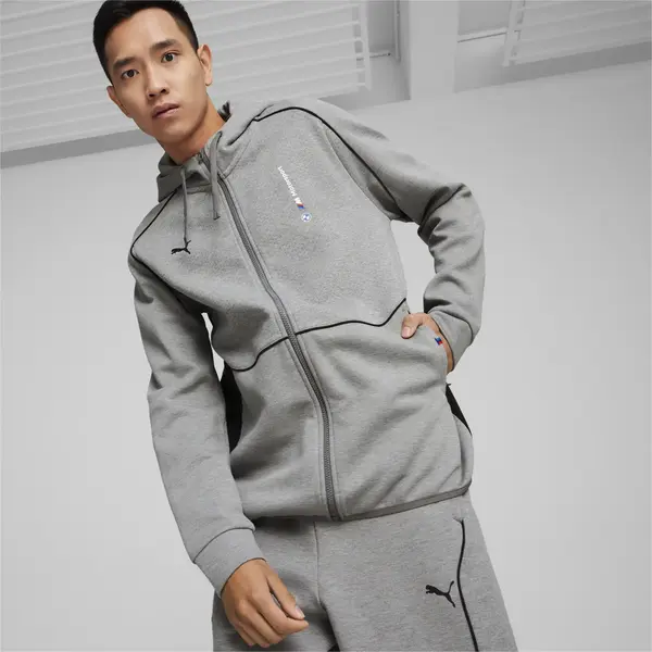 Puma BMW MMS Hooded Sweat Jacket Gri Erkek Fermuarlı Ceket