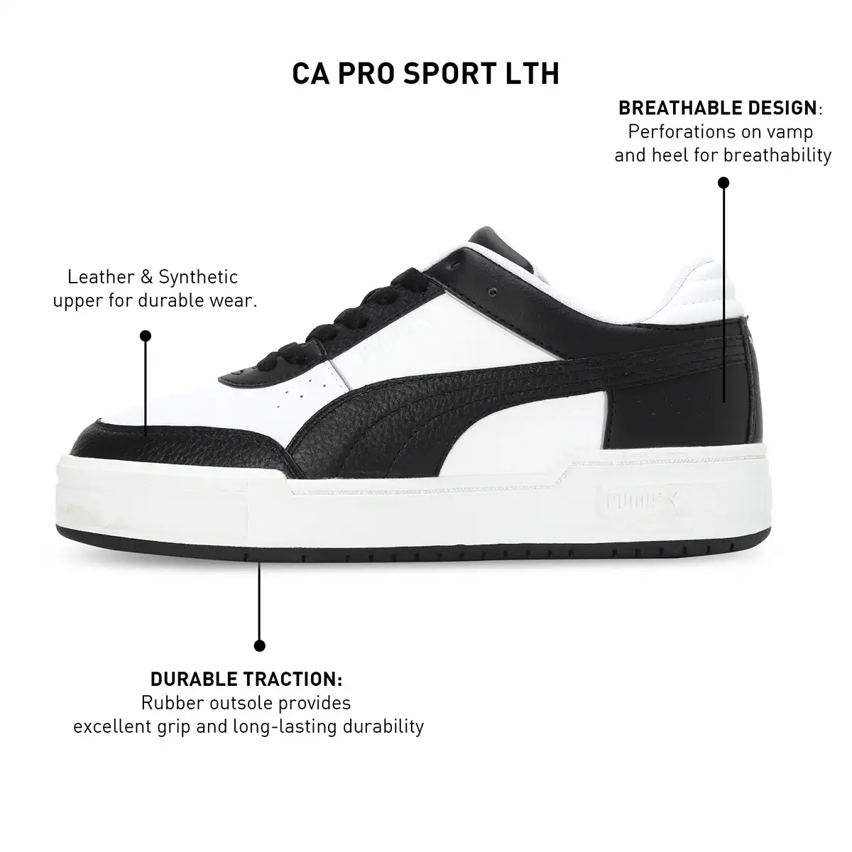 Puma CA Pro Sport Lth Siyah-Beyaz Unisex Spor Ayakkabı