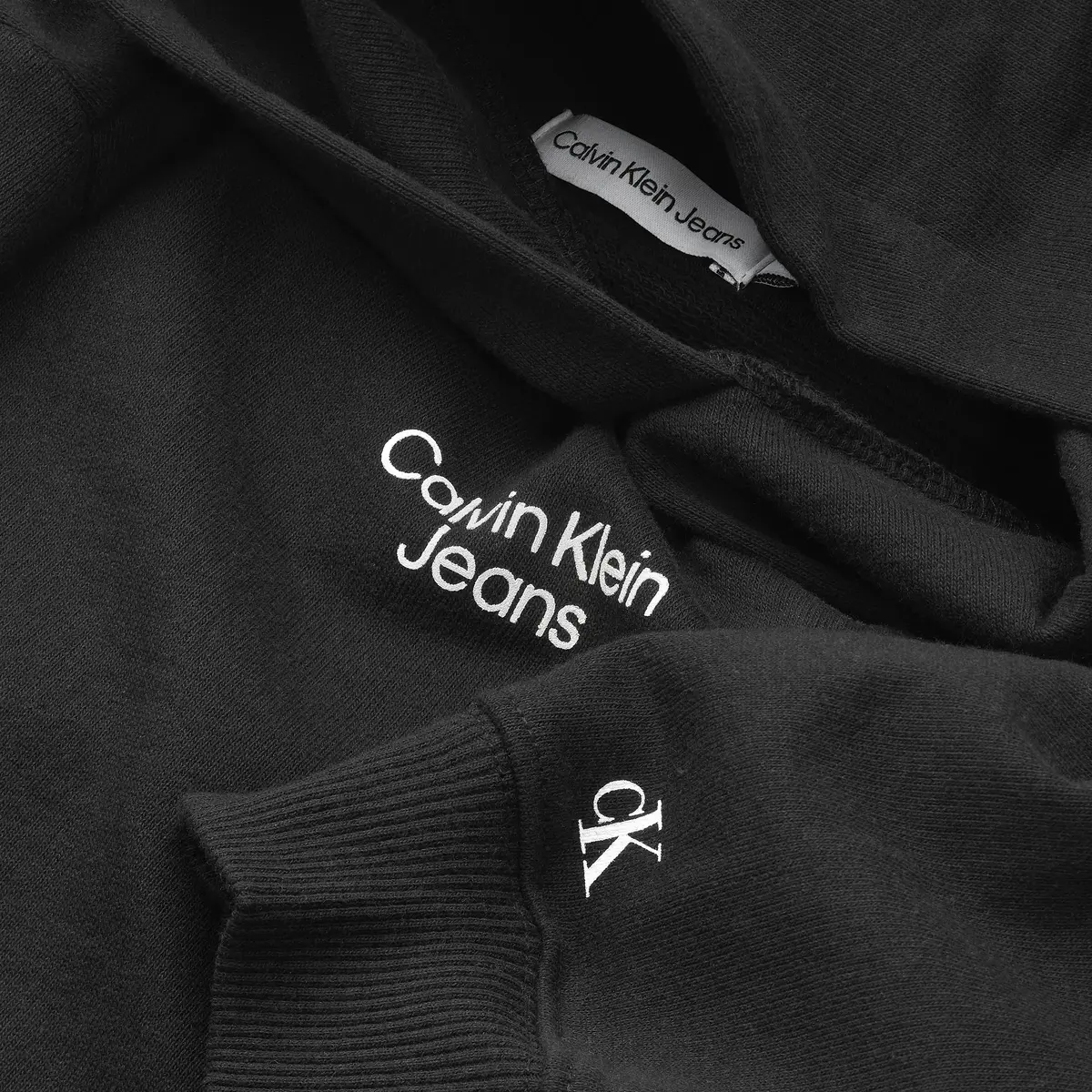 Calvin Klein STACKED LOGO RELAXED Erkek Siyah Hoodie