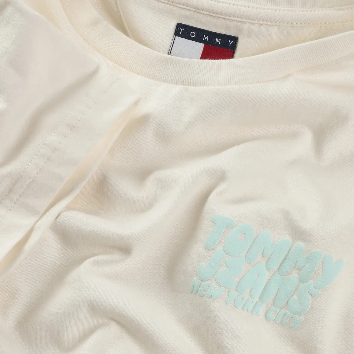 Tommy Hilfiger TJM SLIM BUBBLE PRIN, YBH Krem Erkek T-Shirt & Polo