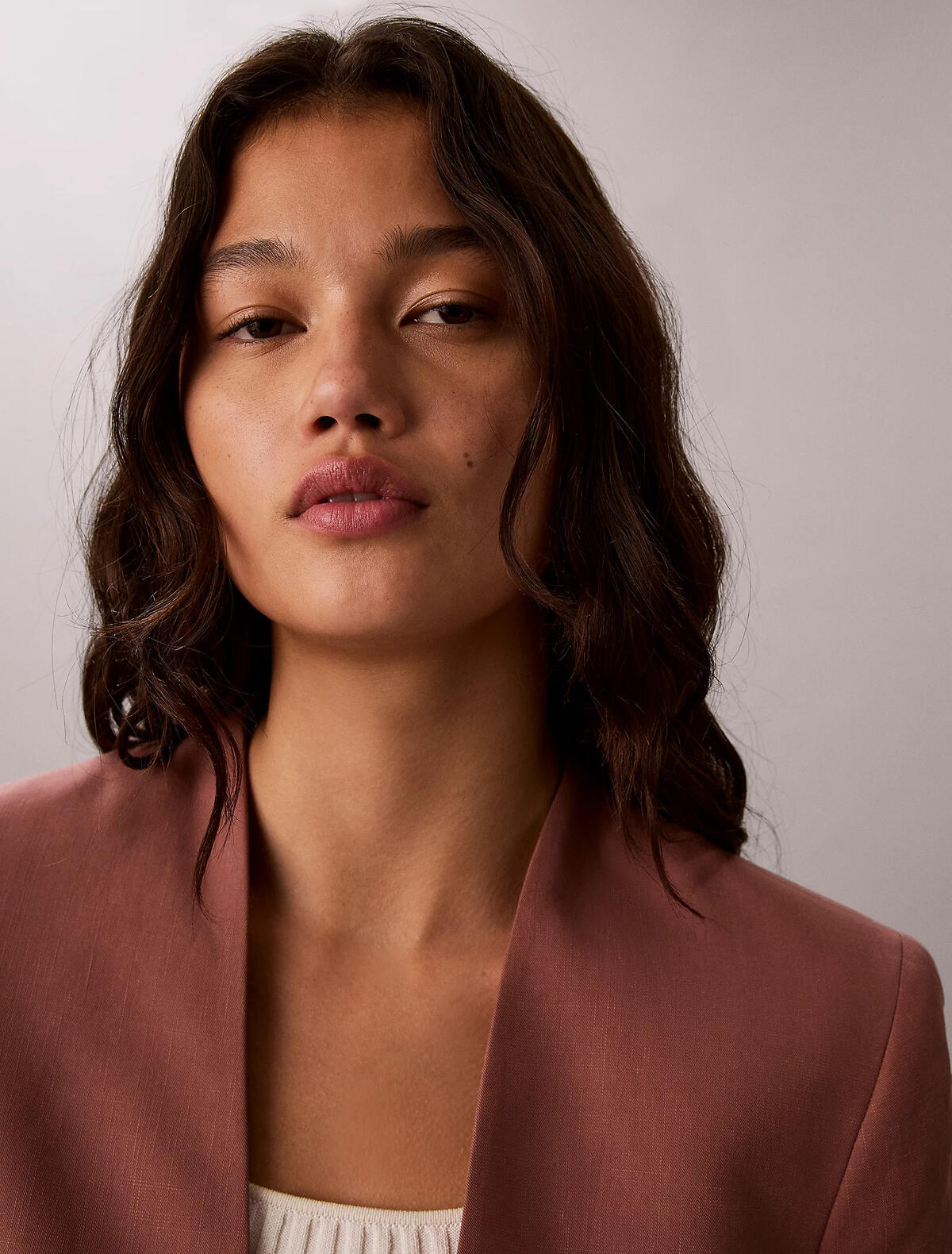 Calvin Klein LINEN BLAZER, 41J, 4 Kadın Kiremit Blazer