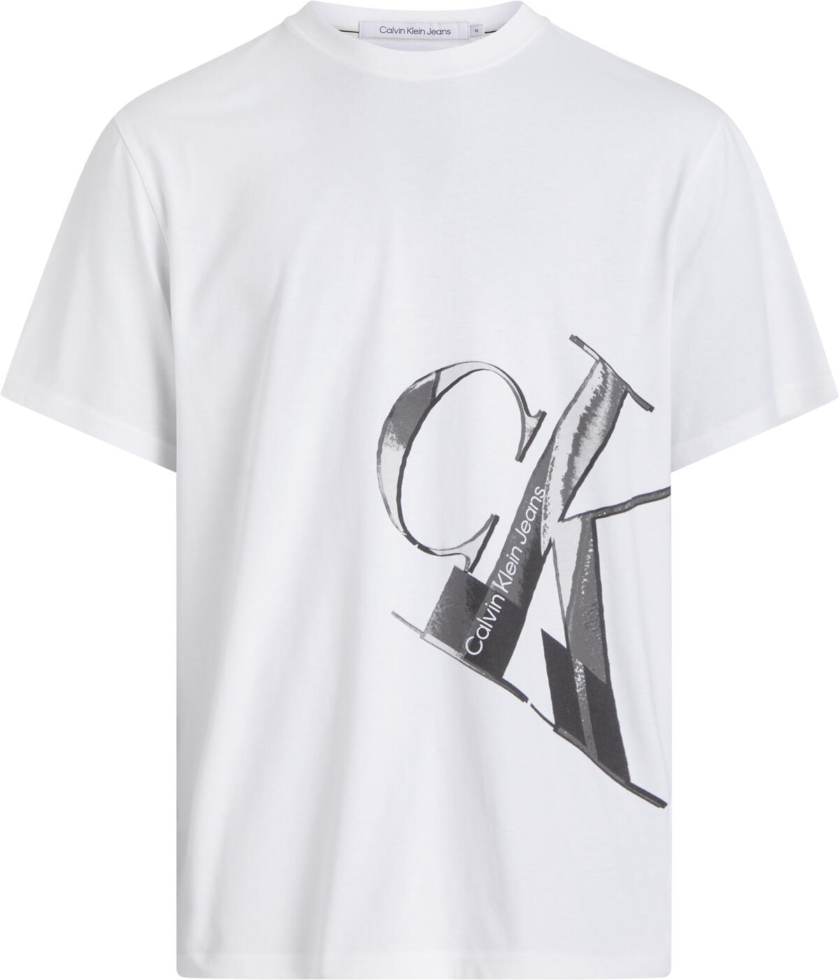 Calvin Klein HYPER REAL SLANTED C Erkek Beyaz T-Shirt