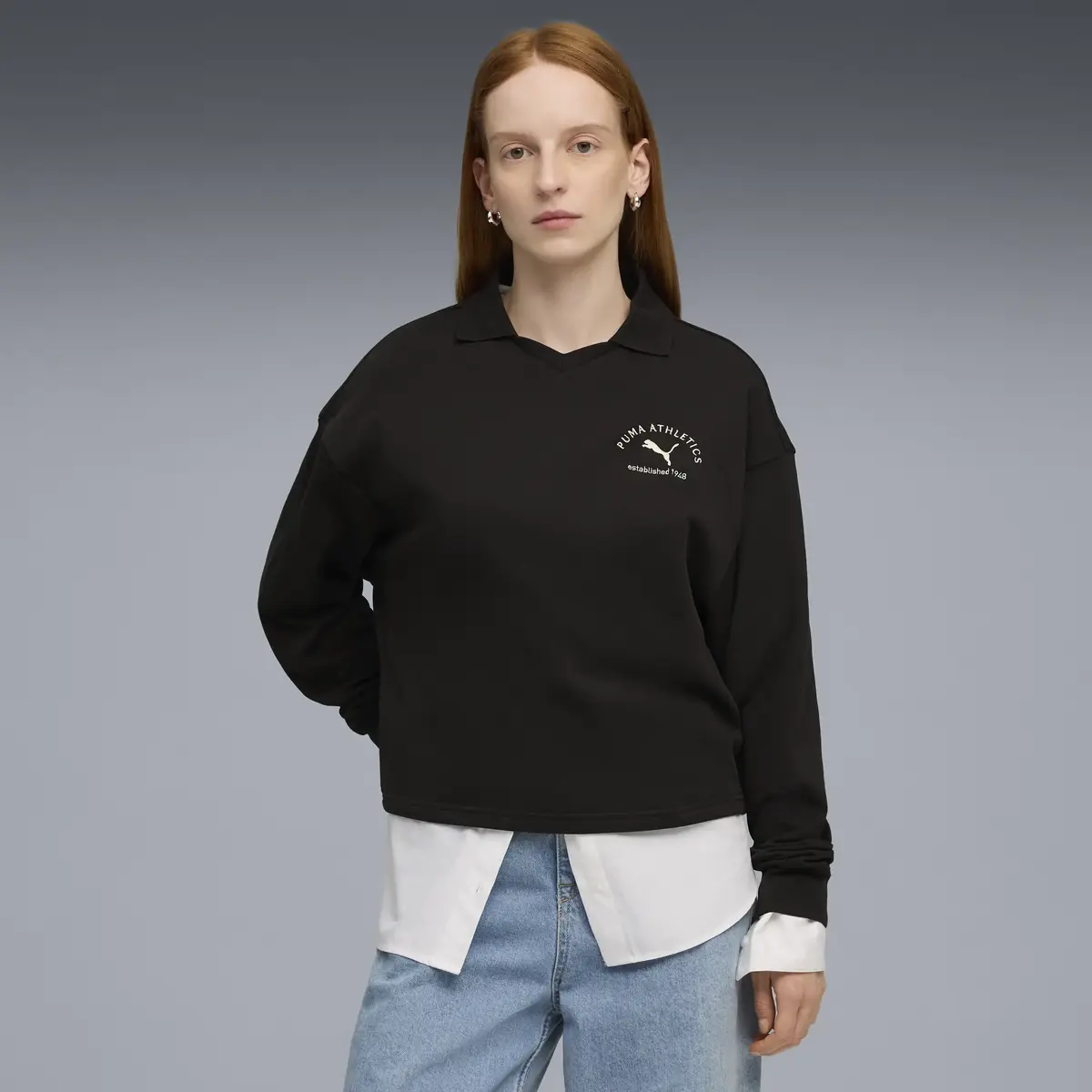 Puma CLASS Comfort Polo Crew Siyah Kadın Sweatshirt