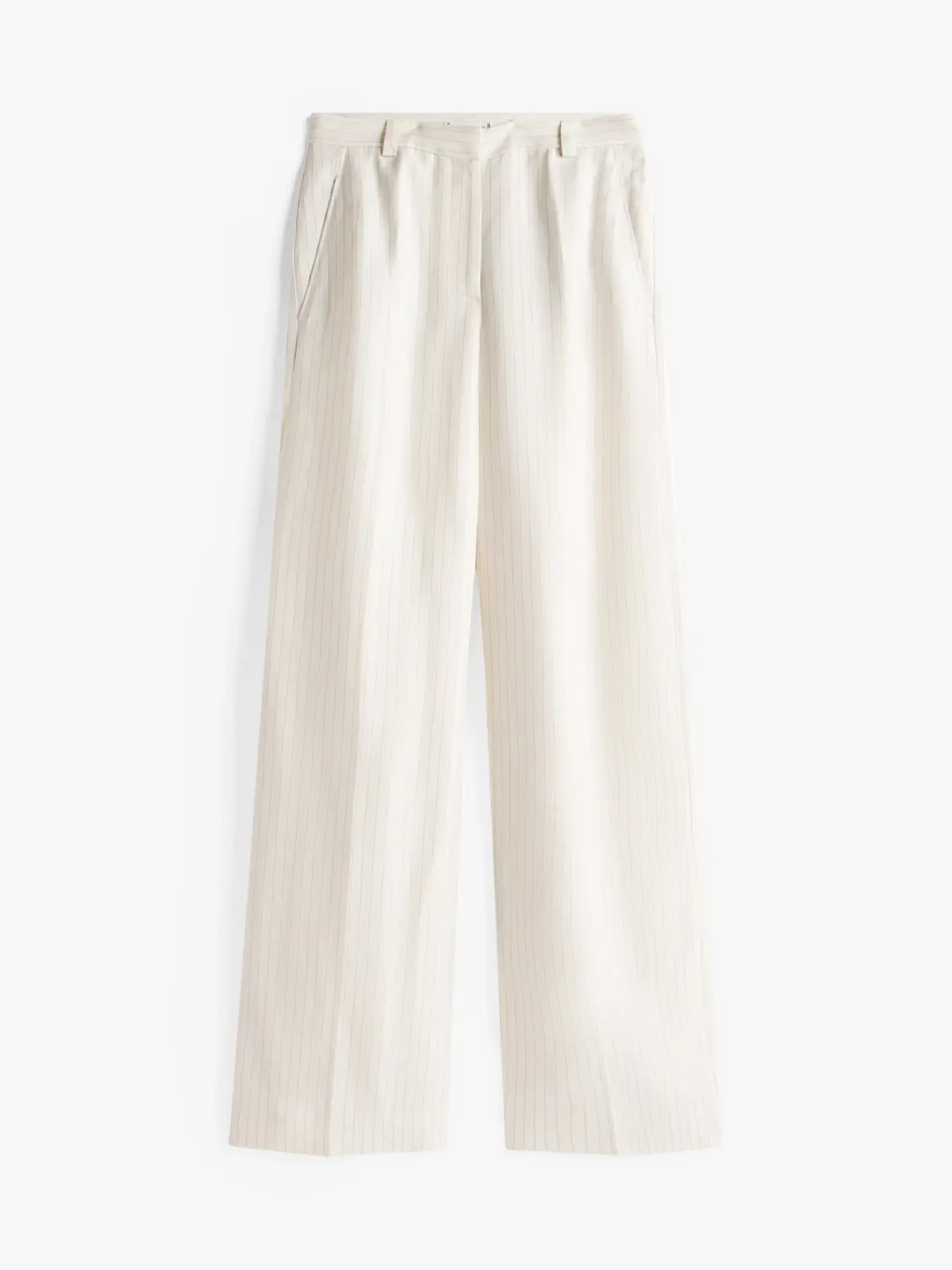 Tommy Hilfiger VISCOSE LINEN WIDE L, 03N Krem Kadın Pantolon