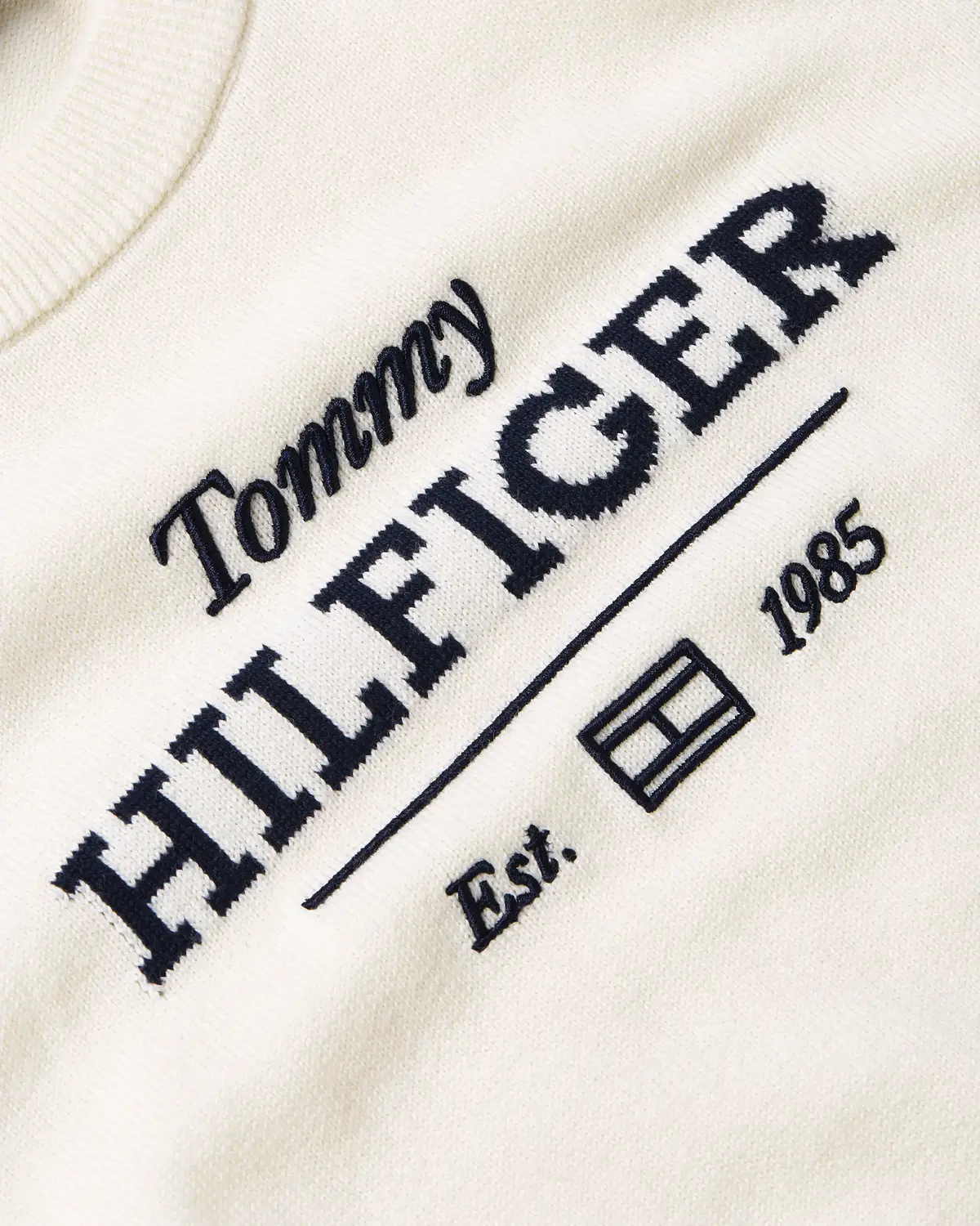 Tommy Hilfiger LOGO C-NECK SWEATER, Z00 Krem Kadın Sweatshirt
