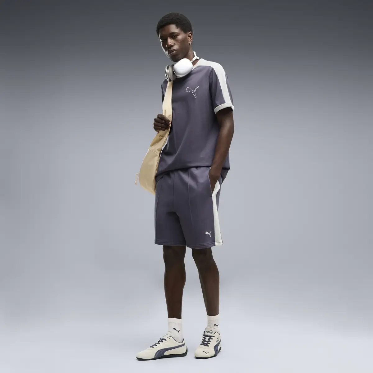 PUMA T7 Ringer Tee Mavi Erkek T-Shirt