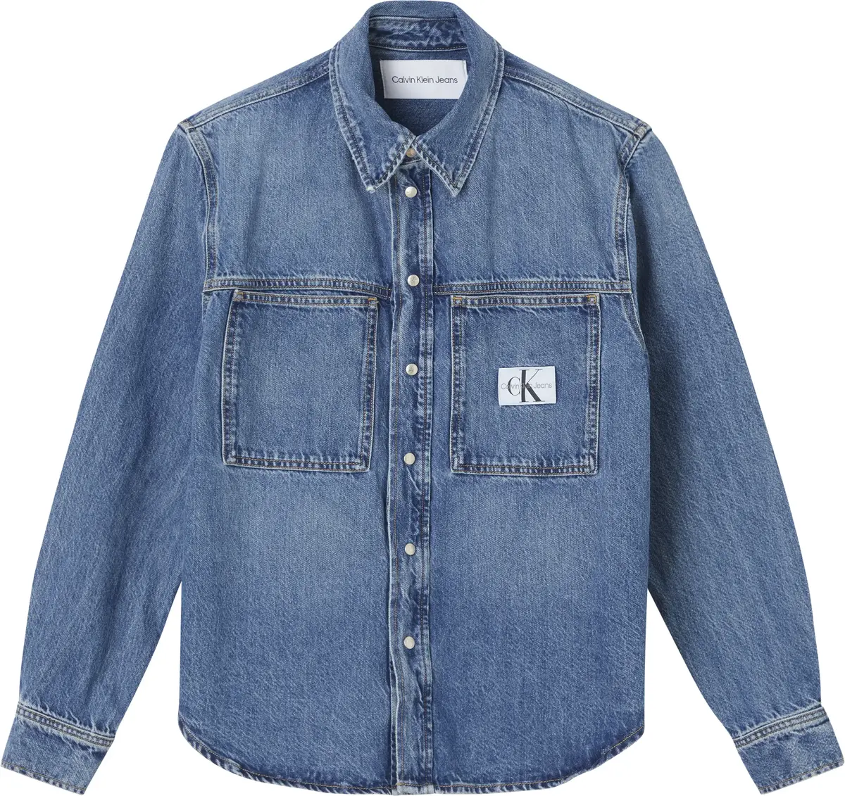 Calvin Klein LINEAR DENIM SHIRT Erkek Mavi Gömlek