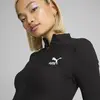 Puma CLASSICS Ribbed Half-Zip Tee Siyah Kadın T-Shirt