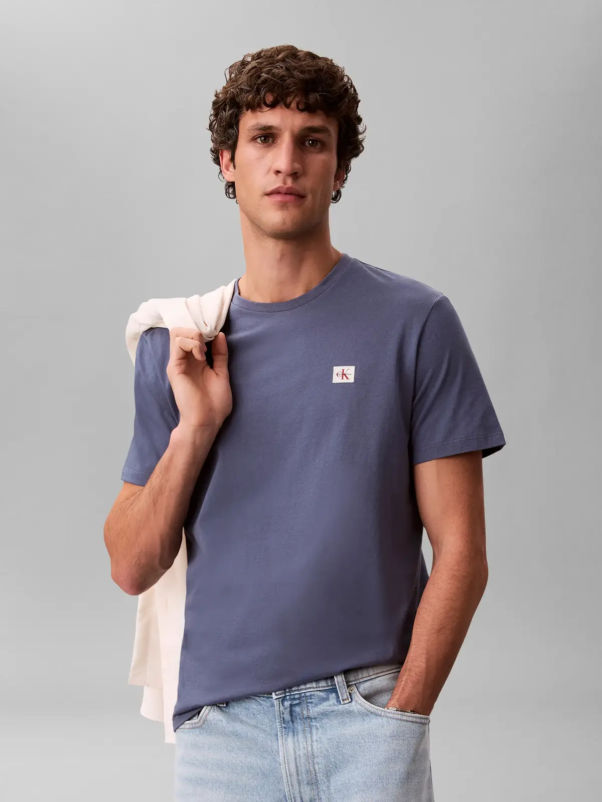 Calvin Klein SS BADGE 30S JERSEY, XL7 Mavi Erkek T-Shirt