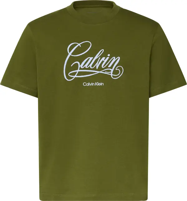 Calvin Klein SS 20S LN CALVIN SCRIPT GRAPHIC Erkek Yeşil T-Shirt