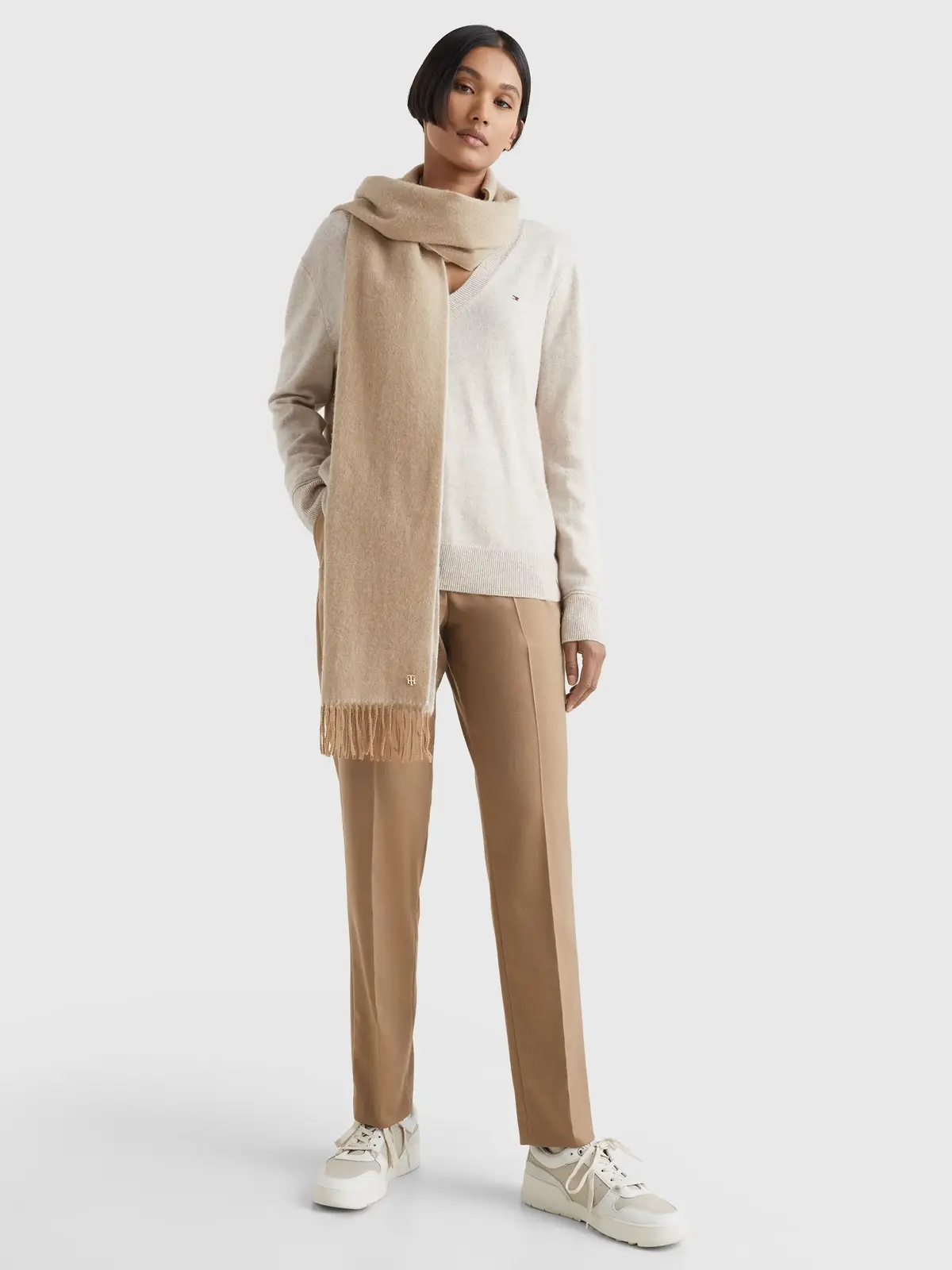 Tommy Hilfiger LUXE CASHMERE SCARF Kadın Kahverengi Atkı