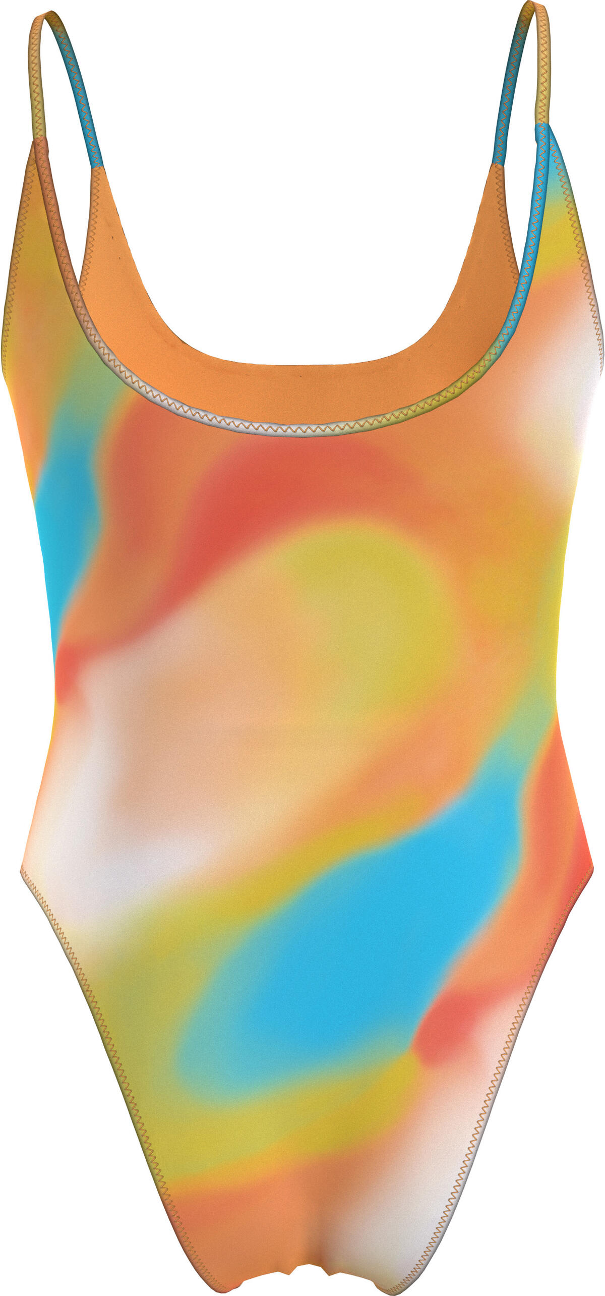 Calvin Klein SCOOP ONE PIECE-PRIN Kadın Sarı Mayo