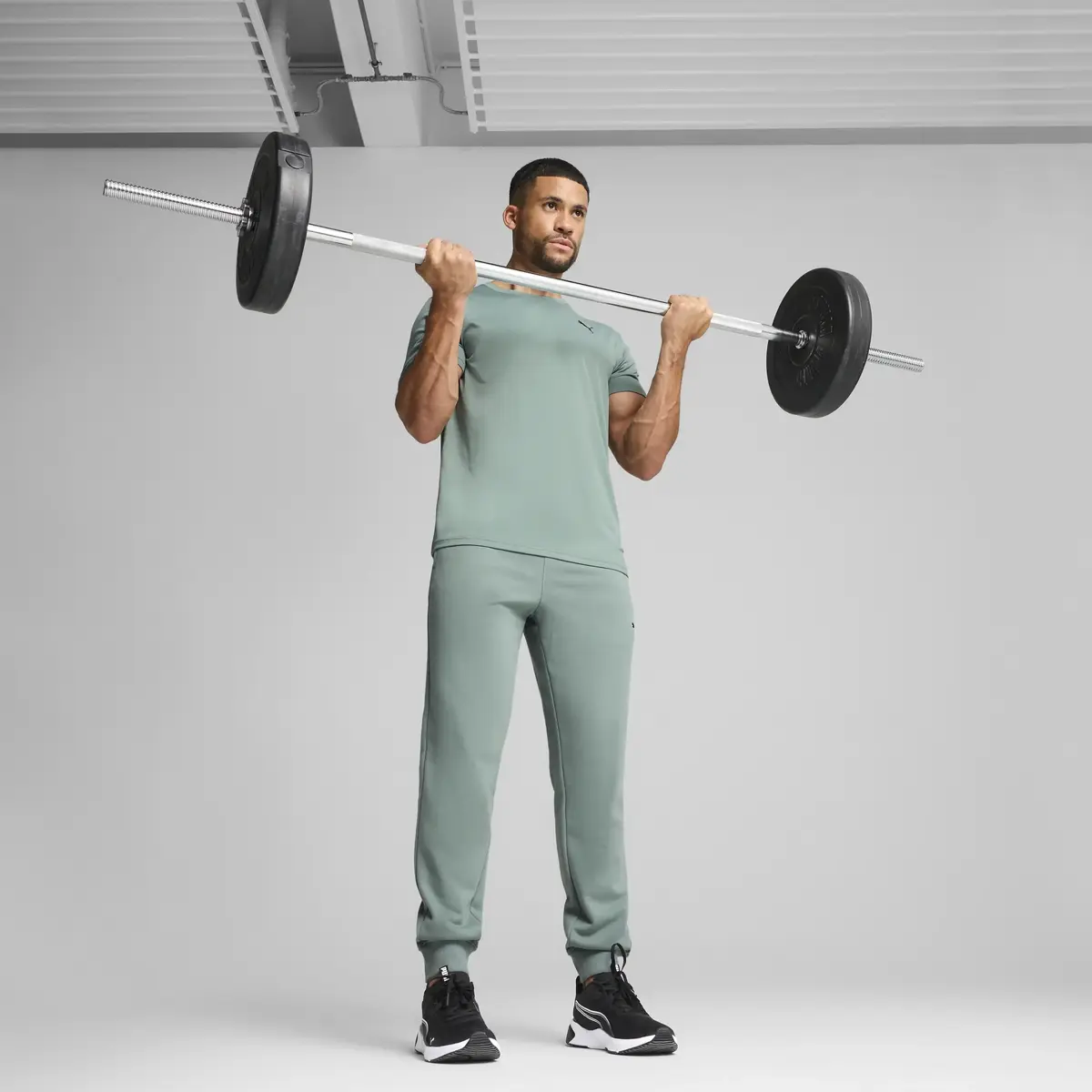 PUMA M TAD ESS SOLID CAT TEE LC Yeşil Erkek T-Shirt