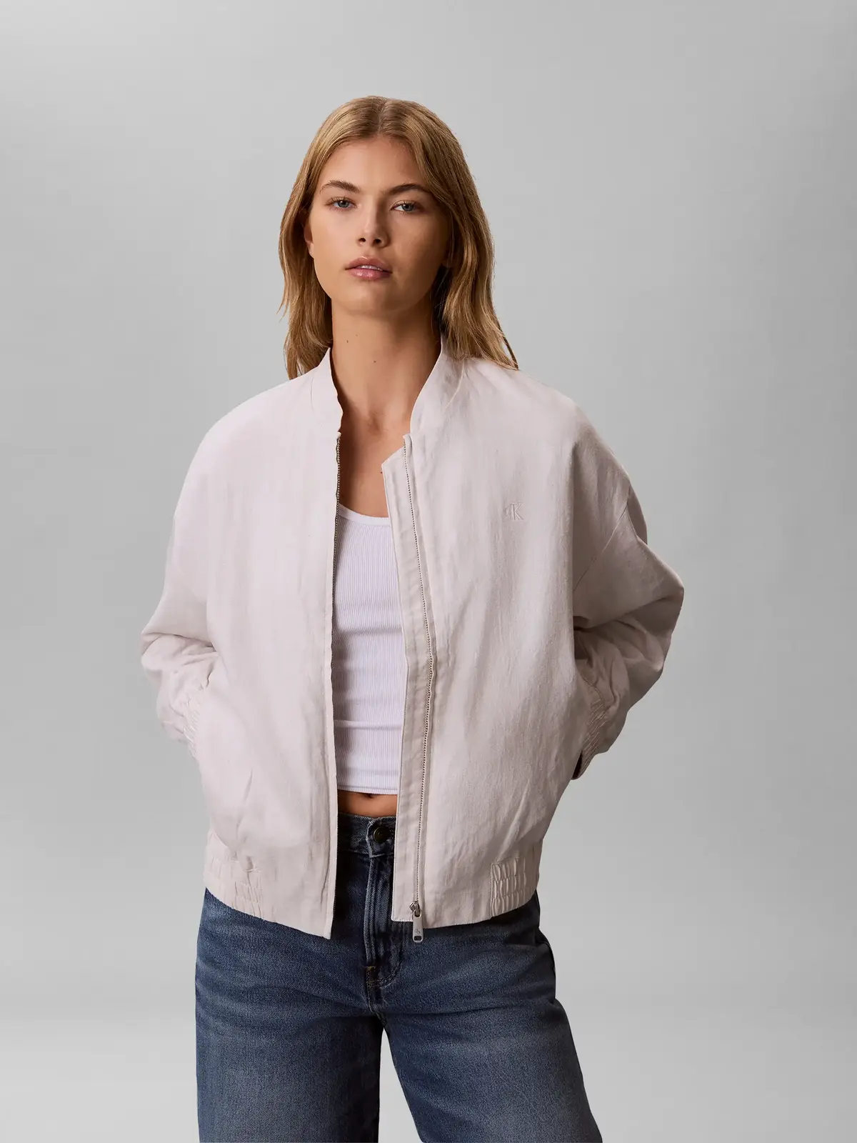 LINEN BOMBER JACKET, GNA, XXS