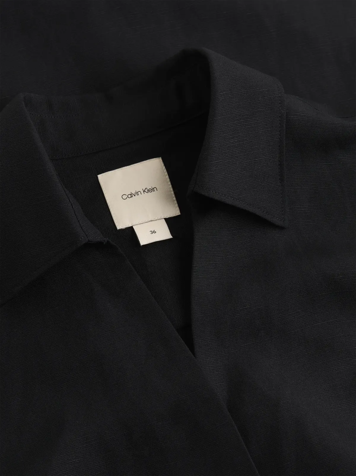 Calvin Klein LINEN BLEND HS SHIRT, BEH Siyah Kadın Elbise-Etek