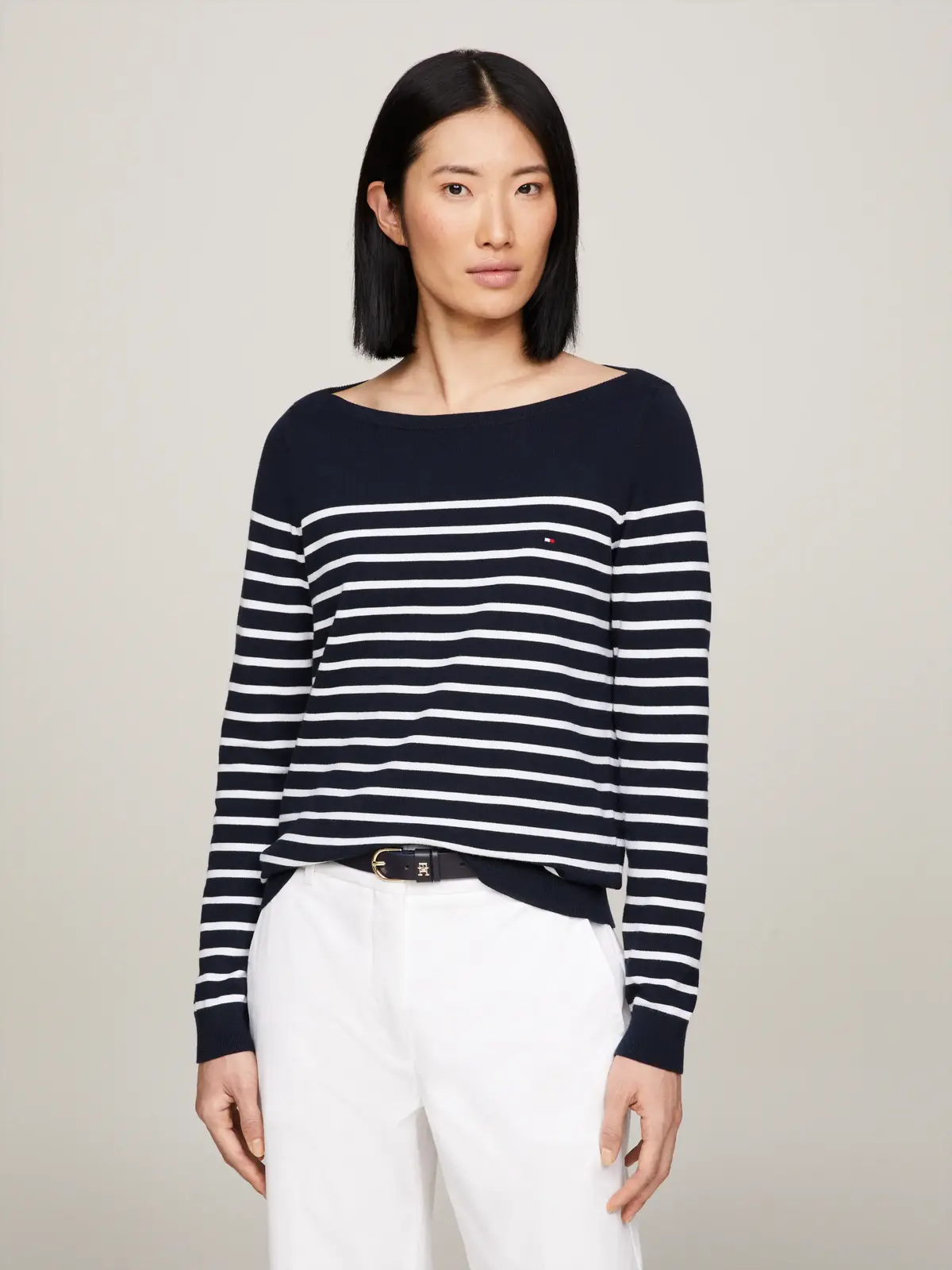 Tommy Hilfiger HERITAGE BOAT NECK S Kadın Siyah Kazak