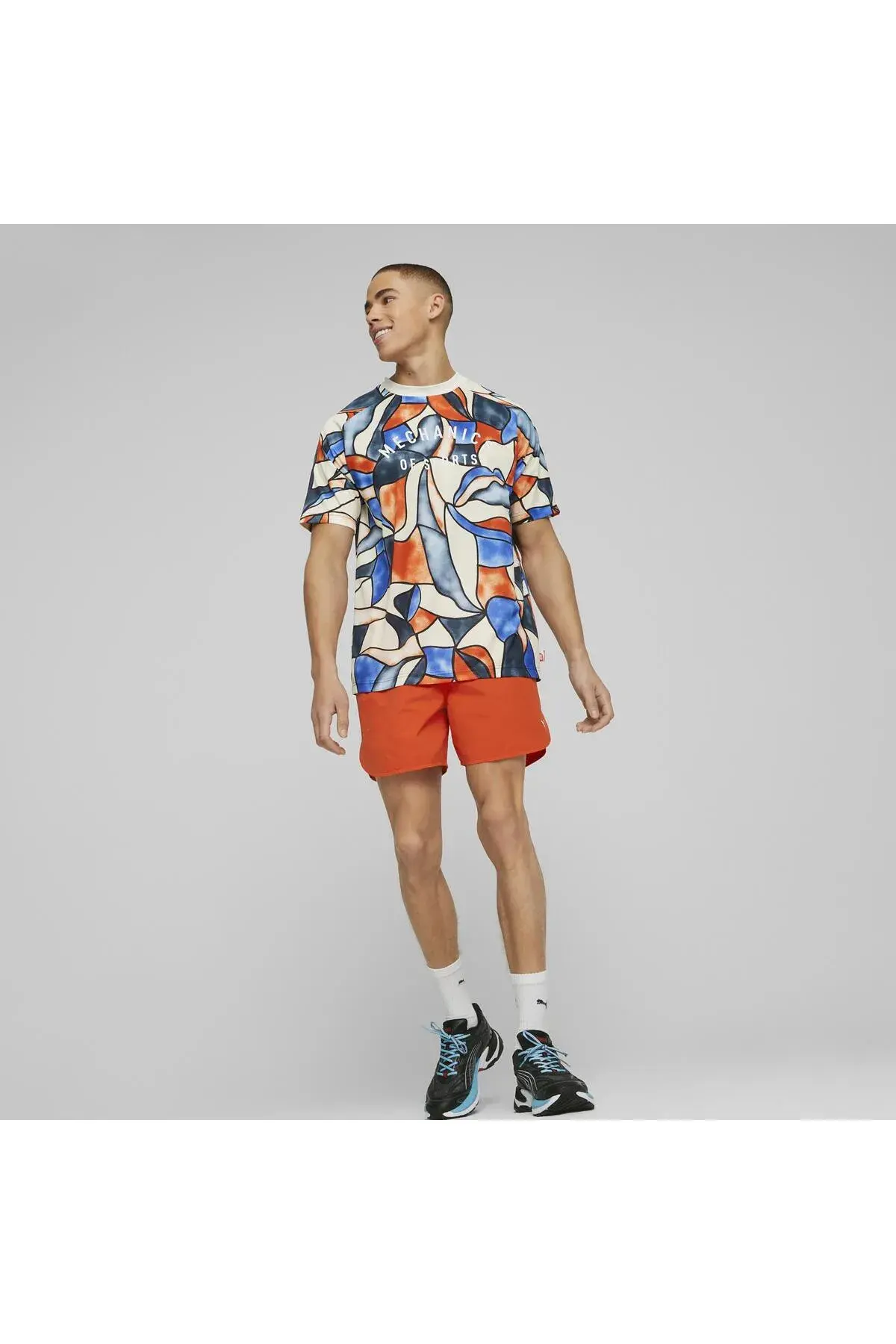 Puma Track Meet AOP Active Tee Desenli Erkek T-Shirt