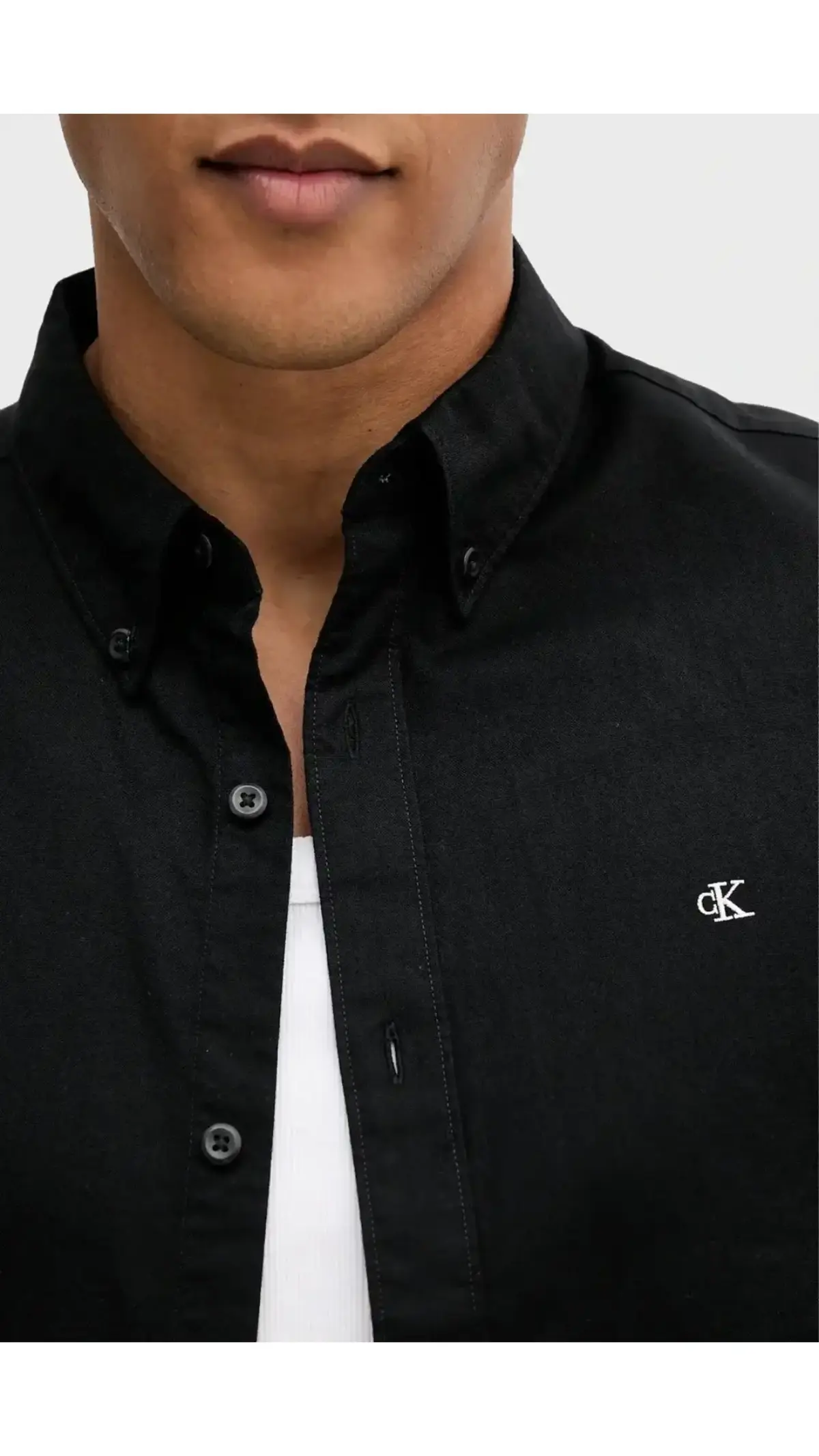 Calvin Klein LS SOLID OXFORD CLASSIC SHIRT Siyah Erkek Tişört