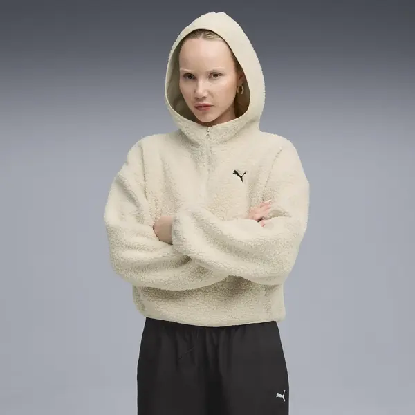 Puma WARDROBE ESS Polar FL Hoodie Krem Kadın Hoodie