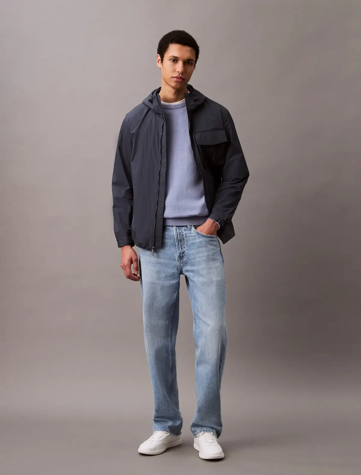 Calvin Klein AIR WEIGHT HOODED JA, 6WZ Gri Erkek Ceket