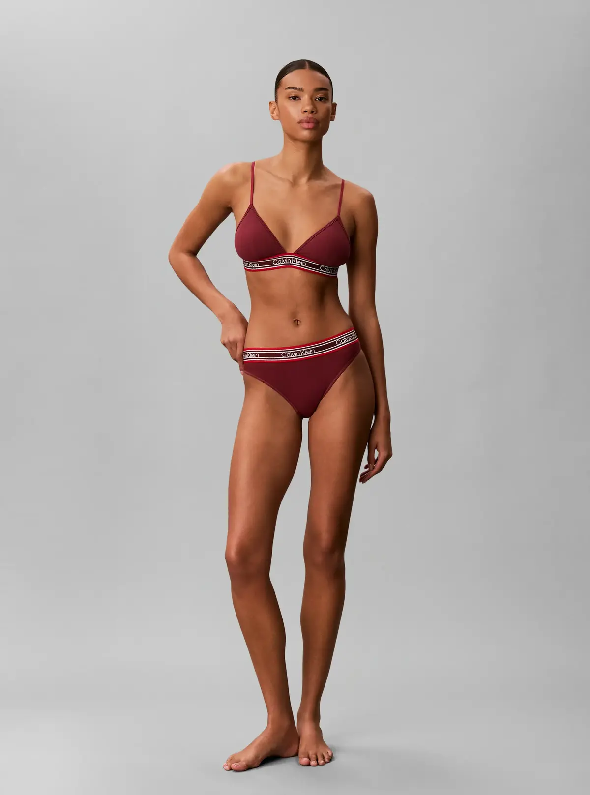 Calvin Klein LIGHTLY LINED TRIANG Bordo Bikini Üst