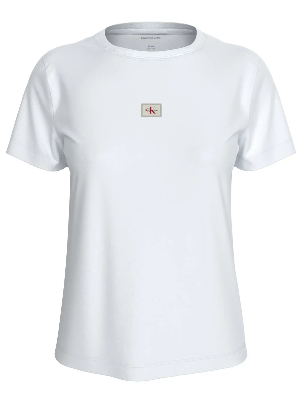 Calvin Klein SS WOVEN LABEL CLASS, YAF Beyaz Kadın T-Shirt