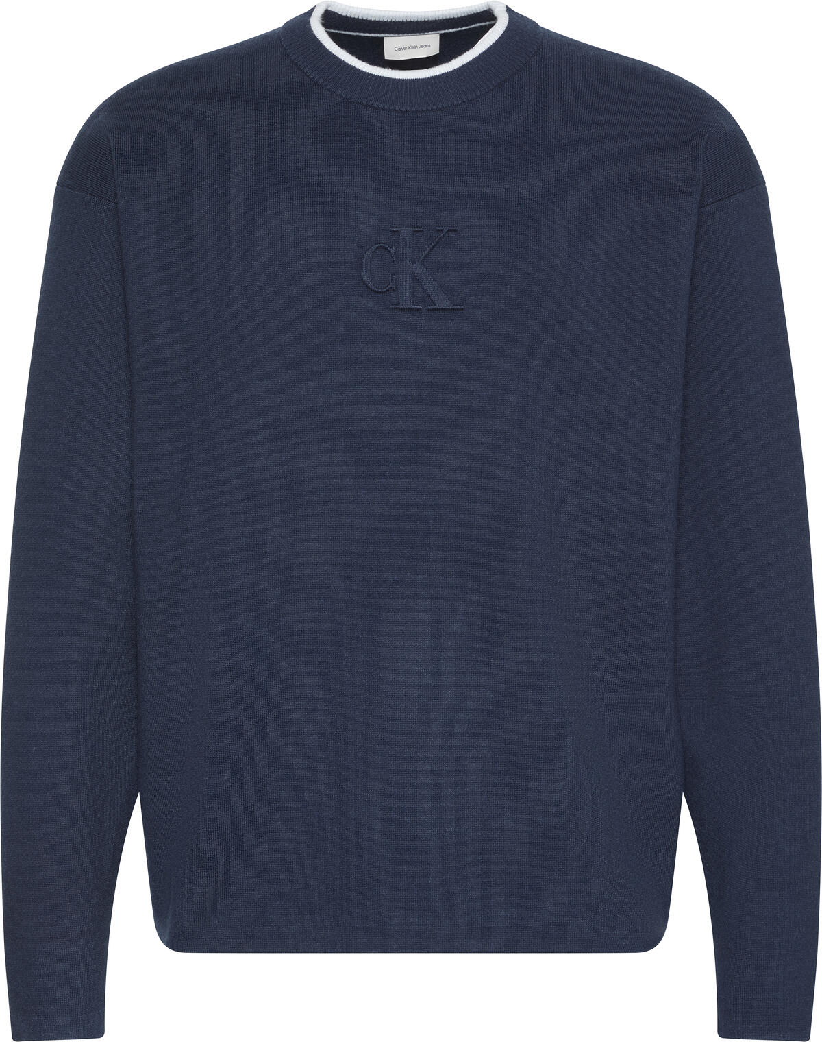 Calvin Klein LS EMBOSSED LOGO CREWNK SWEATER Mavi Erkek Sweatshirt