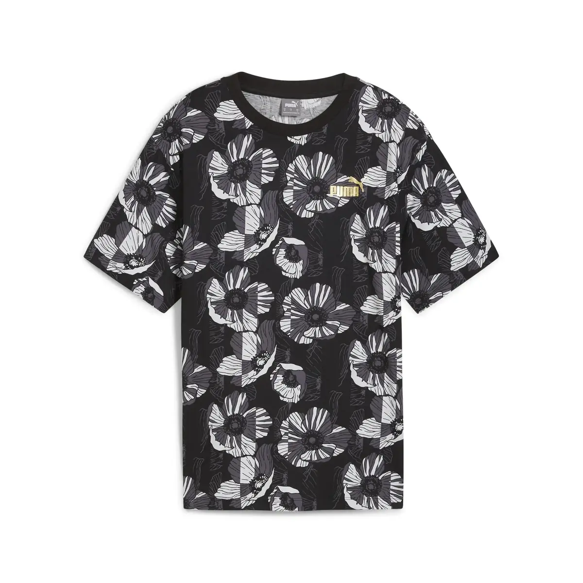 Puma ESS+ CLASS ACT AOP Tee Siyah Kadın T-Shirt