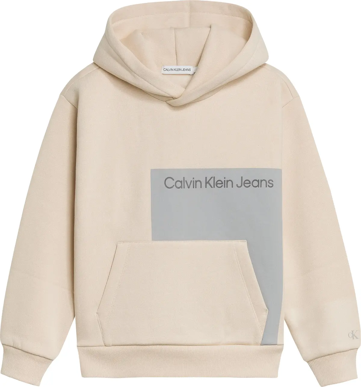 Calvin Klein PLACED CLR BLOCK REL Erkek Krem Hoodie