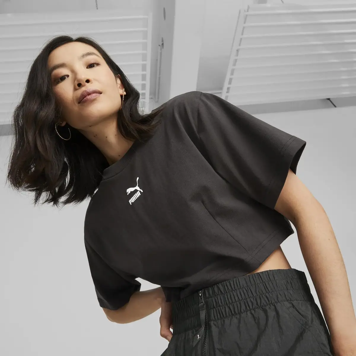 Puma DARE TO Cropped Relaxed Tee Siyah Kadın T-Shirt