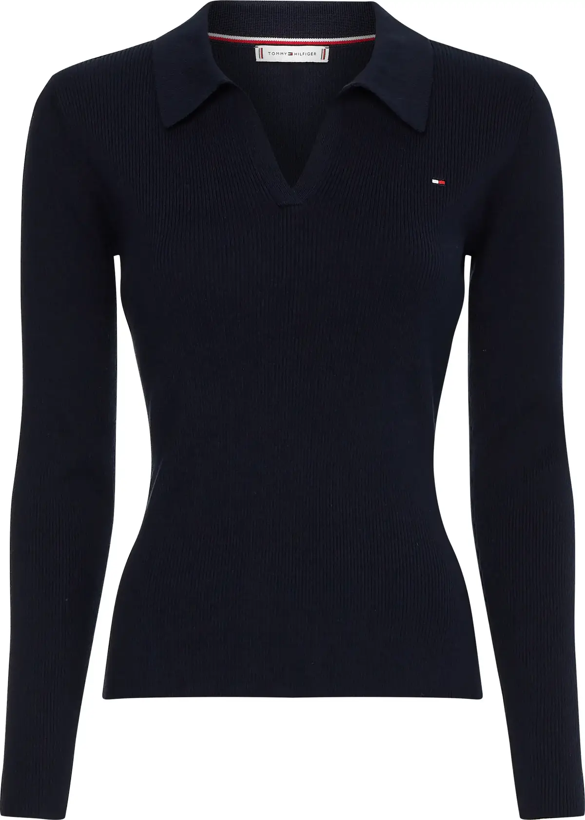 Tommy Hilfiger ORG CO SLIM OPEN POL Kadın Siyah Kazak