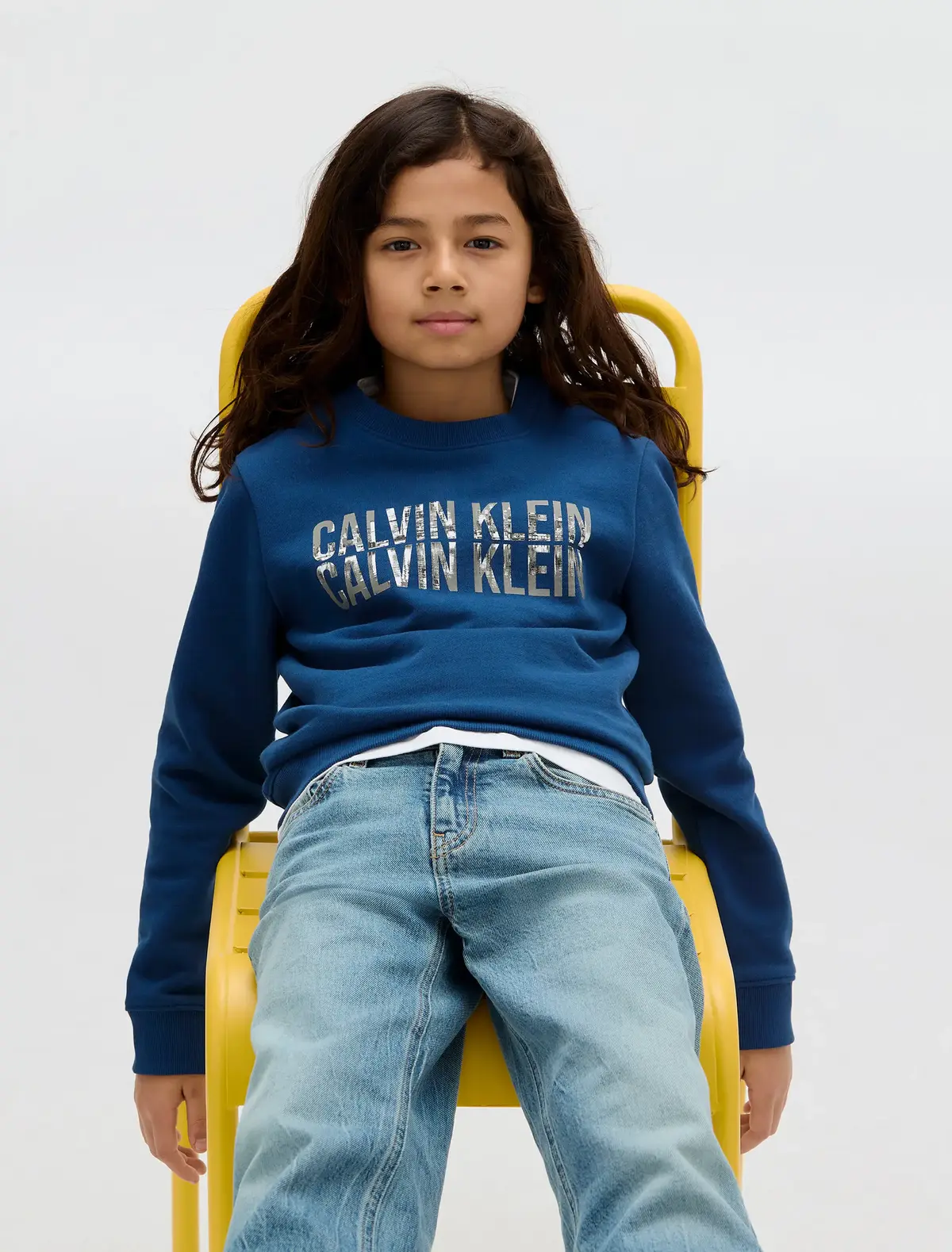 Calvin Klein TERRY SEASONAL LOGO Mavi Çocuk Sweatshirt