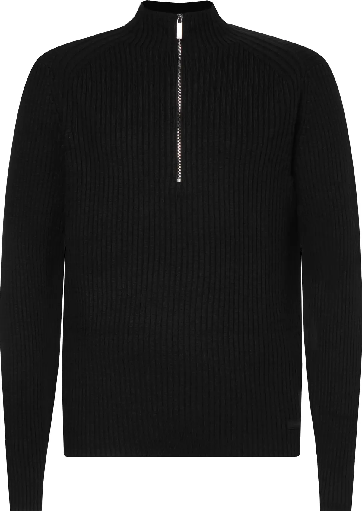 Calvin Klein WOOL BLEND RIB QUAR Erkek Siyah Kazak