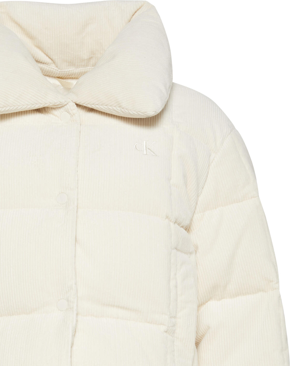 Calvin Klein CORDUROY INSULATED DOWN PUFFER Beyaz Kadın Mont