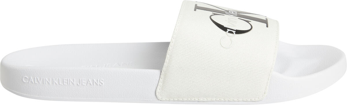 Calvin Klein SLIDE MONOGRAM CO Erkek Beyaz Terlik